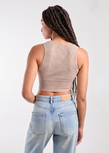 Pink Vanilla Stone Washed Active Crop Top