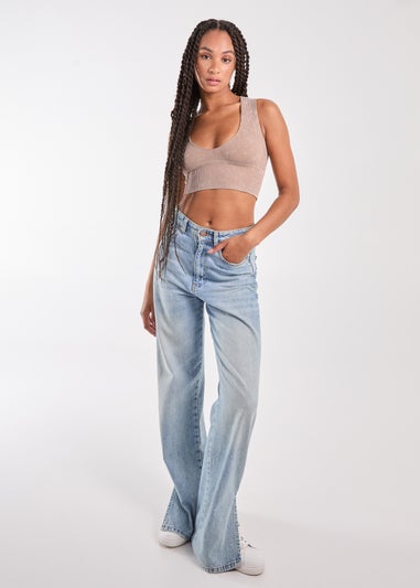 Pink Vanilla Stone Washed Active Crop Top