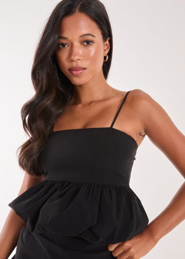 Pink Vanilla Black Bubble Hem Strappy Top