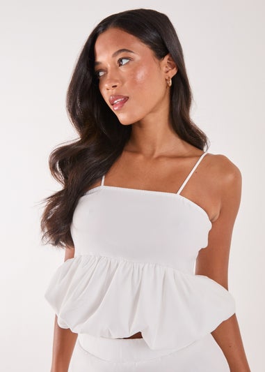 Pink Vanilla Ivory Bubble Hem Strappy Top