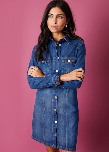 Threadbare Blue Elmo Denim Mini Dress