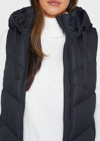 Threadbare Black Vamp Longline Padded Gilet