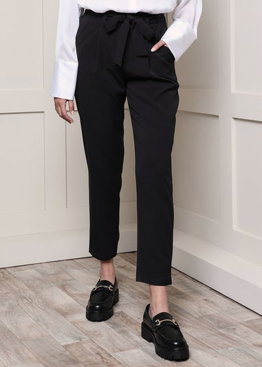 Threadbare Black Nickel Paperbag Waist Trousers