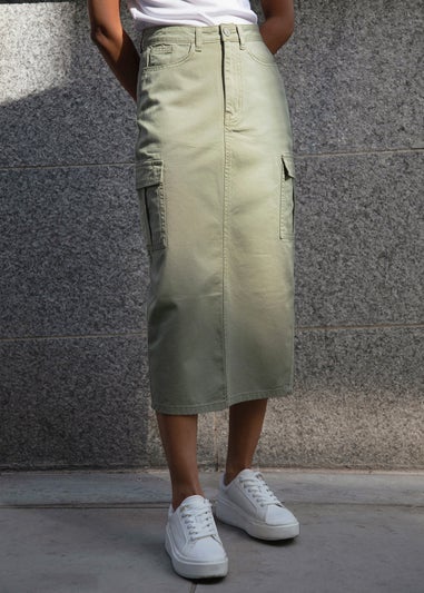 Threadbare Khaki Foxtrot Maxi Cargo Skirt