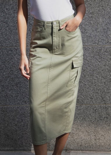 Threadbare Khaki Foxtrot Maxi Cargo Skirt