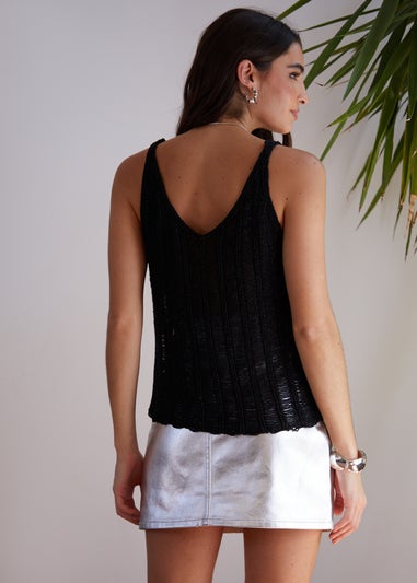 Threadbare Black Ziggy Knitted Cami Top