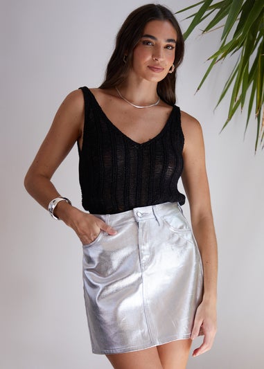 Threadbare Black Ziggy Knitted Cami Top
