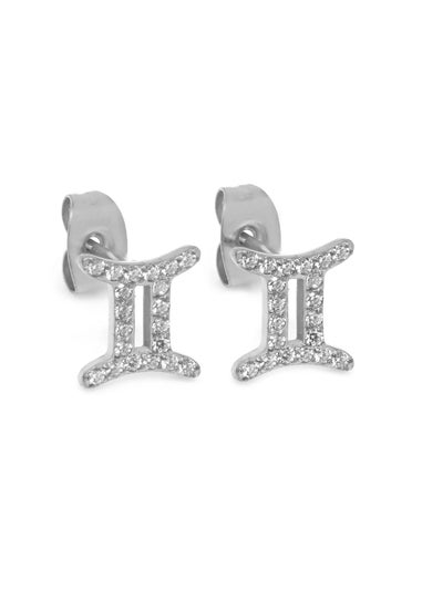 Say It With Silver Gemini Earrings with CZ Stones