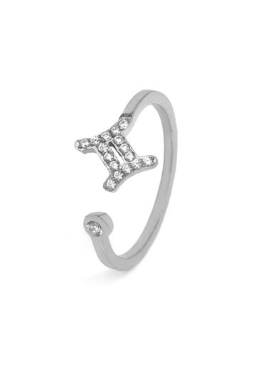 Say It With Silver Gemini Ring with CZ Stones