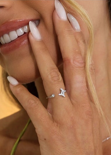 Say It With Silver Gemini Ring with CZ Stones