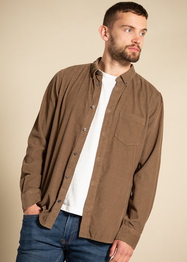 French Connection Khaki Cotton Cord Long Sleeve Shirt