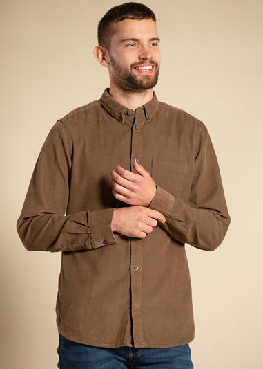 French Connection Khaki Cotton Cord Long Sleeve Shirt