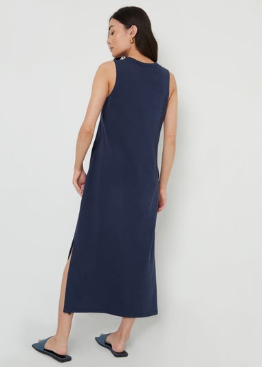 Threadbare Navy Sue Sleeveless Jersey Midi Dress With Pockets