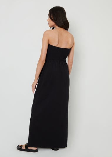 Threadbare Black Robyn Bardot Jersey Midi Dress with Pockets