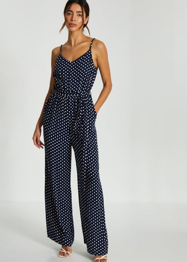 Quiz Navy Polka Dot Palazzo Jumpsuit