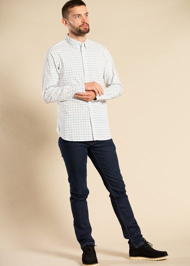 French Connection White Cotton Long Sleeve Floral Shirt