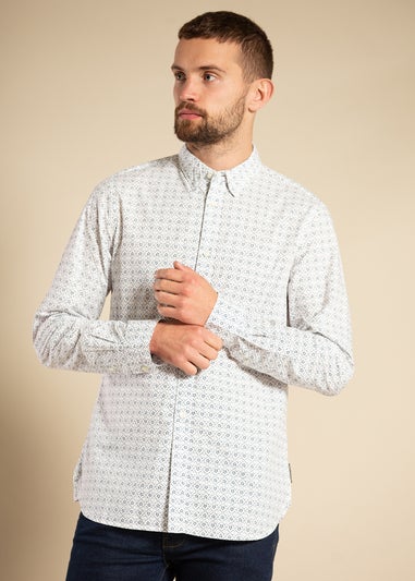 French Connection White Cotton Long Sleeve Floral Shirt