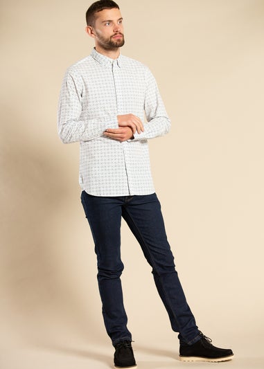 French Connection White Cotton Long Sleeve Floral Shirt