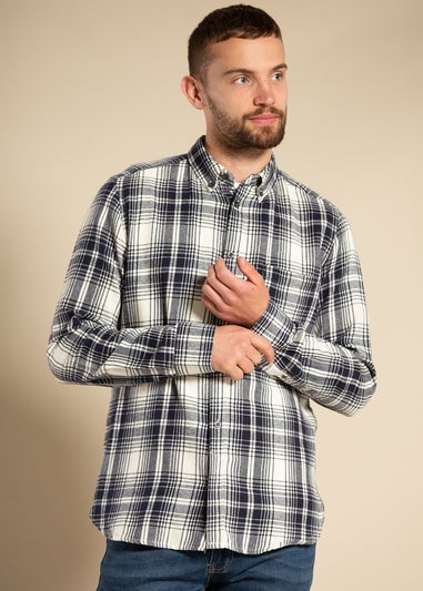 French Connection Ecru Cotton Flannel Long Sleeve Shirt