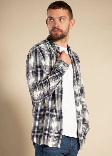 French Connection Ecru Cotton Flannel Long Sleeve Shirt