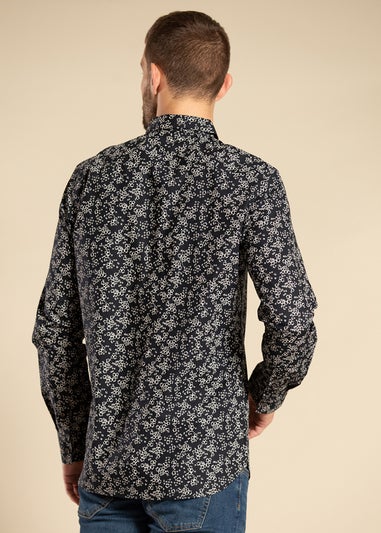 French Connection Black Cotton Long Sleeve Floral Shirt