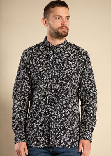 French Connection Black Cotton Long Sleeve Floral Shirt