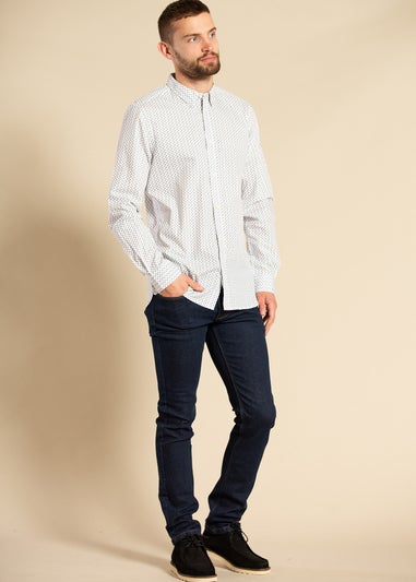 French Connection Ivory Cotton Long Sleeve Floral Shirt