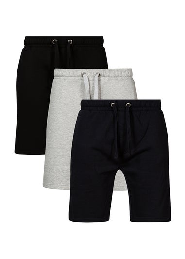 French Connection Black Cotton Blend Jersey Shorts 3 Pack