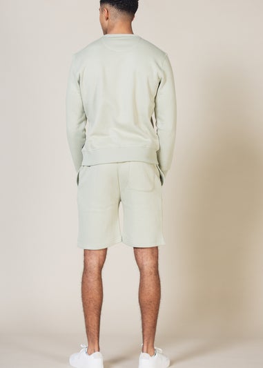 French Connection Green Cotton Blend Sweatshirt and Short Set