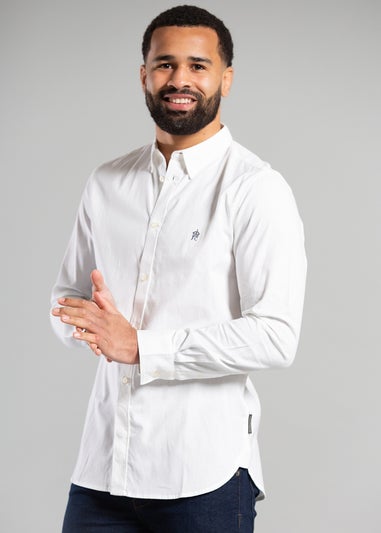 French Connection White Cotton Long Sleeve Oxford Shirt