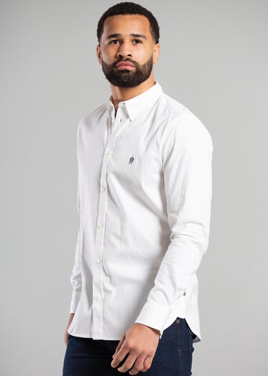 French Connection White Cotton Long Sleeve Oxford Shirt