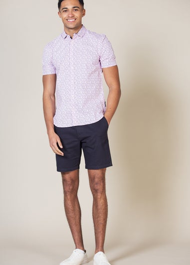 French Connection Pink Patterned Cotton Short Sleeve Shirt