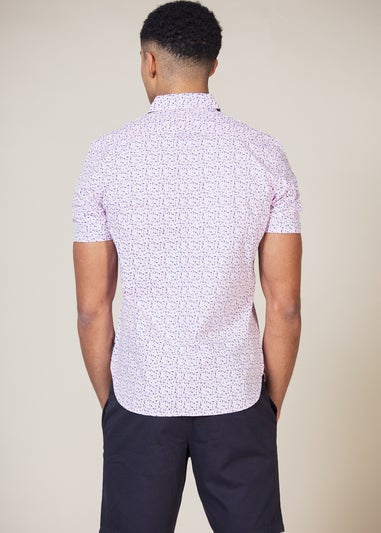 French Connection Pink Patterned Cotton Short Sleeve Shirt