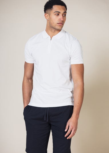 French Connection White Cotton Zip Polo and Short Set