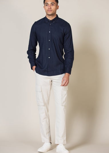 French Connection Navy Long Sleeve Shirt with Linen