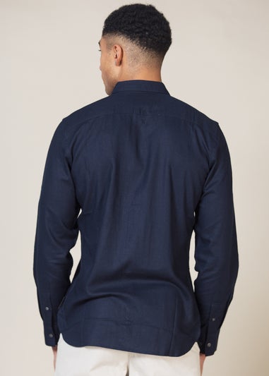 French Connection Navy Long Sleeve Shirt with Linen