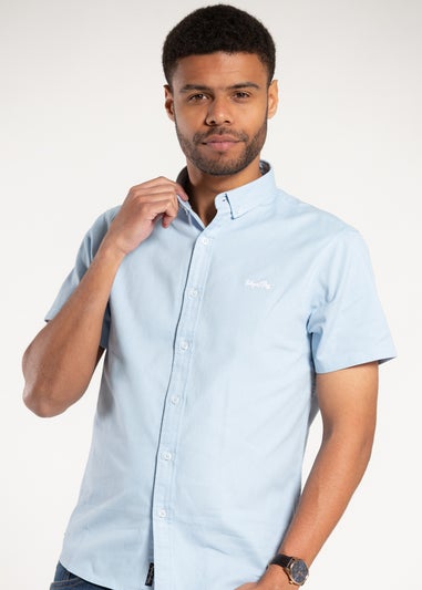 Tokyo Laundry Pale Blue Cotton Short Sleeve Button-Down Shirt