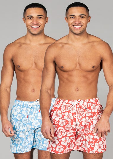 Tokyo Laundry Blue Printed Swim Shorts 2-Pack