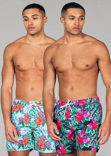 Tokyo Laundry Blue Printed Swim Shorts 2-Pack