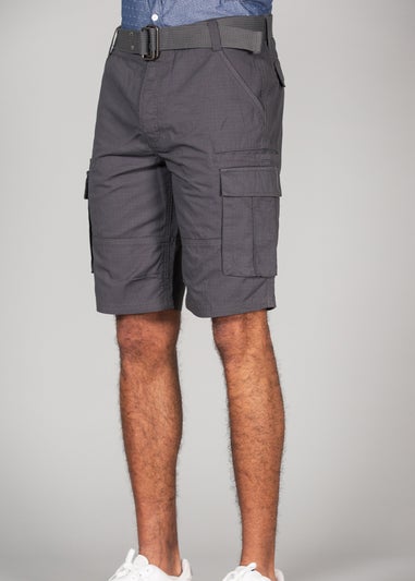 Tokyo Laundry Grey Cotton Ripstop Cargo Shorts