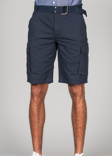 Tokyo Laundry Navy Cotton Ripstop Cargo Shorts