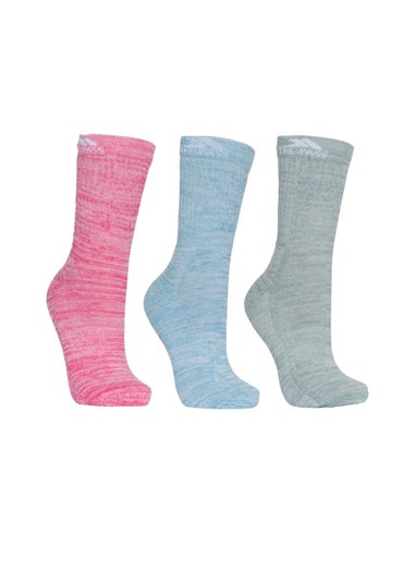 Trespass Blue Floral Helvellyn Trekking Socks (Pack of 3)