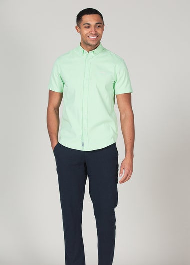 Tokyo Laundry Green Cotton Short Sleeved Button-Up Oxford Shirt