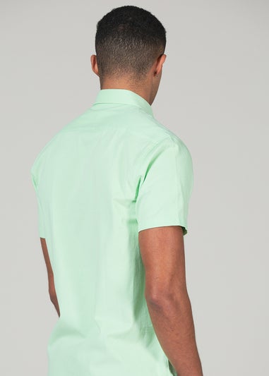 Tokyo Laundry Green Cotton Short Sleeved Button-Up Oxford Shirt