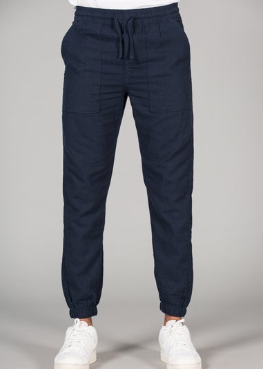 Tokyo Laundry Navy Linen Blend Classic Fit Trousers