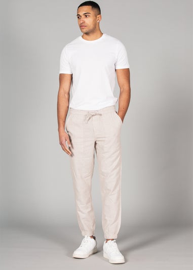 Tokyo Laundry Beige Linen Blend Classic Fit Trousers