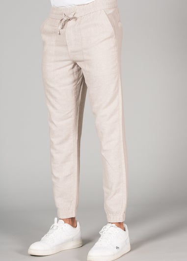 Tokyo Laundry Beige Linen Blend Classic Fit Trousers