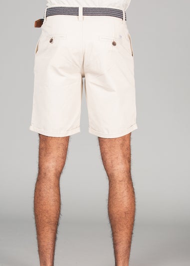 Tokyo Laundry Brown Cotton Belted Chino Shorts