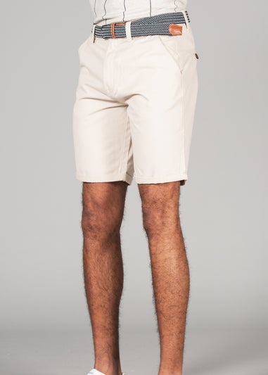 Tokyo Laundry Brown Cotton Belted Chino Shorts