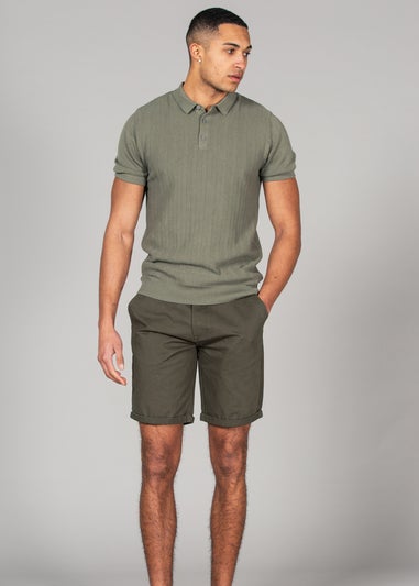 Tokyo Laundry Green Cotton Belted Chino Shorts